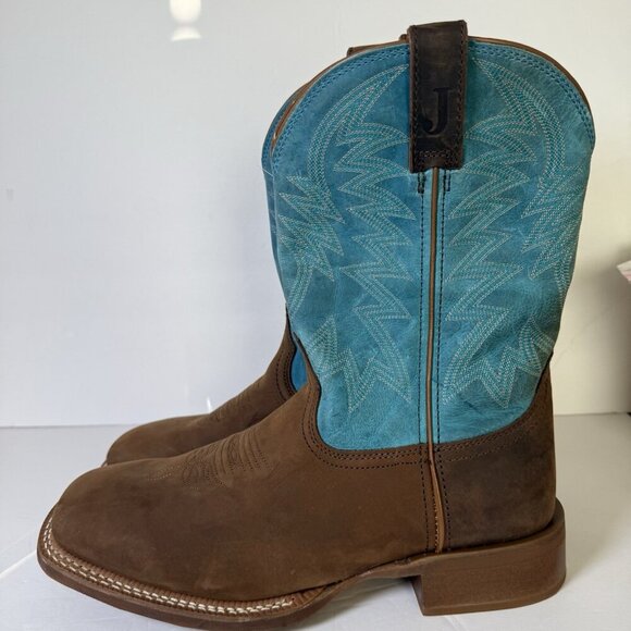 Justin Big Bucks 11” Western Square Toe Walnut Boots Men Size 12D NEW Vibram - Picture 2 of 16